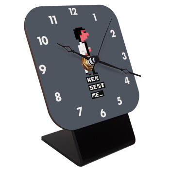Ken sent me, Leisure Suit Larry, Quartz Wooden table clock with hands (10cm)