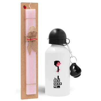 Ken sent me, Leisure Suit Larry, Easter Set, metallic aluminum bottle (500ml) & aromatic flat Easter candle (30cm) (PINK)