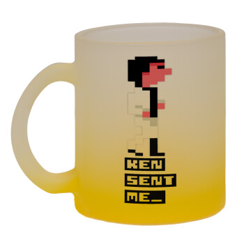 Ken sent me, Leisure Suit Larry, Κούπα γυάλινη δίχρωμη με βάση το κίτρινο ματ, 330ml