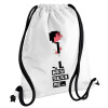 Backpack pouch GYMBAG white, with pocket (40x48cm) & thick cords