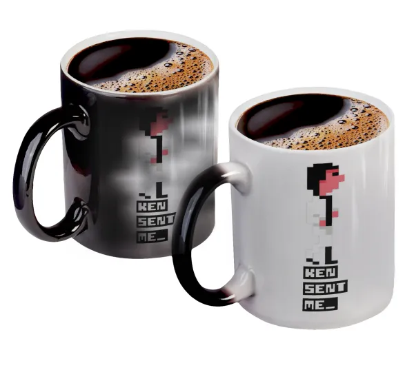Ken sent me — Color changing magic Mug, ceramic, 330ml when adding hot liquid inside, the black colour desappears (1 pcs)