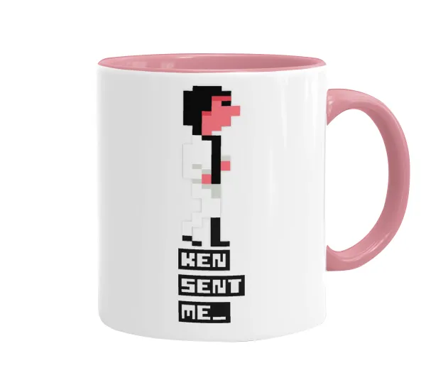 Ken sent me — Mug colored pink, ceramic, 330ml