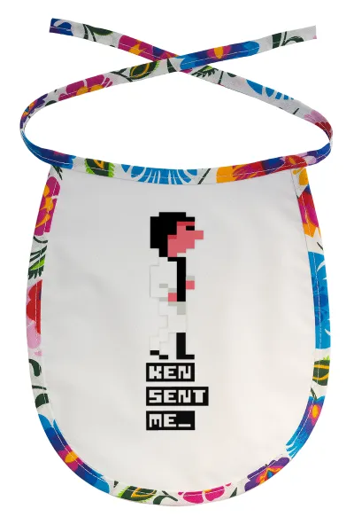 Ken sent me — Stain-resistant baby bib with tie, multicoloured