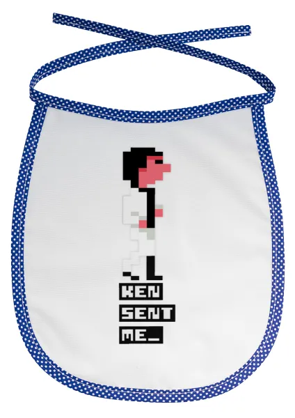Ken sent me — Stain-resistant baby bib with tie, blue