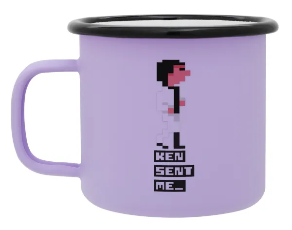 Ken sent me — Metal enamel mug, matte light pastel purple, 360ml