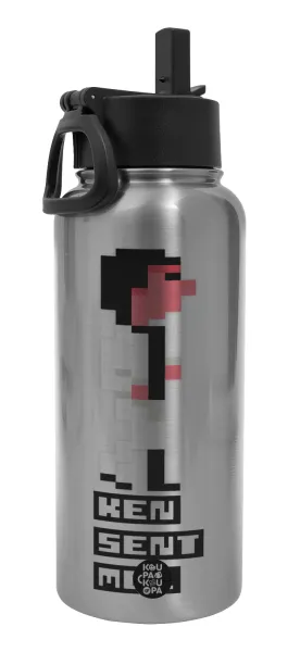 Ken sent me — Metal mug thermo Silver with Straw and Spout Lid (Stainless steel), double wall, 950ml