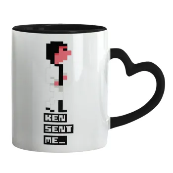 Ken sent me, Leisure Suit Larry, Mug heart black handle, ceramic, 330ml