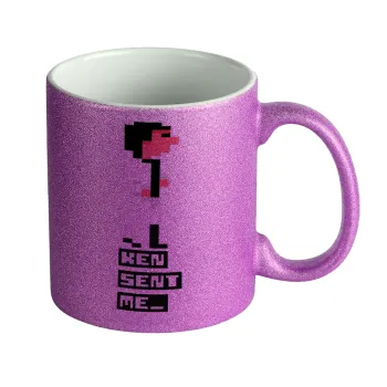 Ken sent me, Leisure Suit Larry, Κούπα Μωβ Glitter που γυαλίζει, κεραμική, 330ml