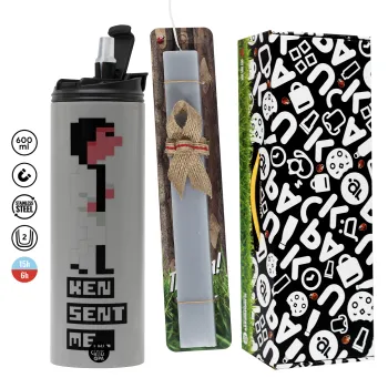 Ken sent me, Leisure Suit Larry, Easter candle with Grey Tumbler Thermo 600ml & aromatic flat candle (30cm) (GREY)