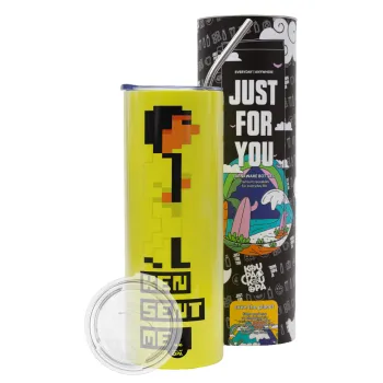 Ken sent me, Leisure Suit Larry, Neon Yellow Travel Tumbler, with metal straw (Stainless steel 304 Food grade, BPA free, 600ml)