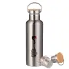 Stainless steel Silver with wooden lid (bamboo), double wall, 750ml