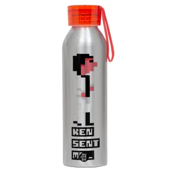 Ken sent me, Leisure Suit Larry, Αλουμινένιο Αθλητικό Μπουκάλι 650ml – Ασημί με Κόκκινο Καπάκι και Λουράκι Σιλικόνης
