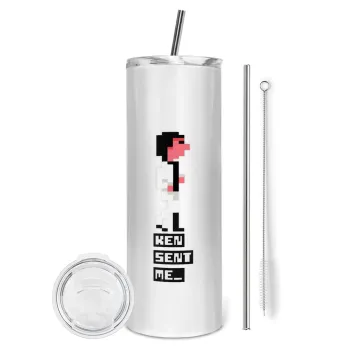 Ken sent me, Leisure Suit Larry, Tumbler ποτήρι θερμό από ανοξείδωτο ατσάλι 600ml, με μεταλλικό καλαμάκι & βούρτσα καθαρισμού