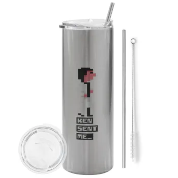 Ken sent me, Leisure Suit Larry, Tumbler stainless steel Silver 600ml, with metal straw & cleaning brush