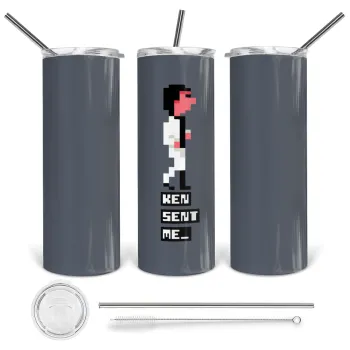 Ken sent me, Leisure Suit Larry, Tumbler ποτήρι θερμό από ανοξείδωτο ατσάλι 600ml, με μεταλλικό καλαμάκι & βούρτσα καθαρισμού