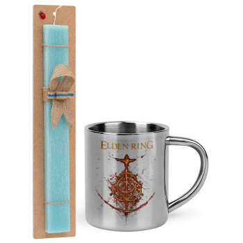 Elden Ring, Easter Set, metallic thermal cup (300ml) & aromatic flat Easter candle (30cm) (TURQUOISE)