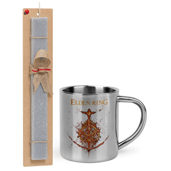 Elden Ring, Easter Set, metallic thermal cup (300ml) & Easter aromatic flat candle (30cm) (GRAY)