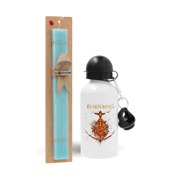Elden Ring, Easter Set, metallic aluminum water bottle (500ml) & scented flat candle (30cm) (TURQUOISE)