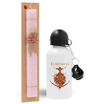 Elden Ring, Easter Set, metallic aluminum bottle (500ml) & aromatic flat Easter candle (30cm) (PINK)