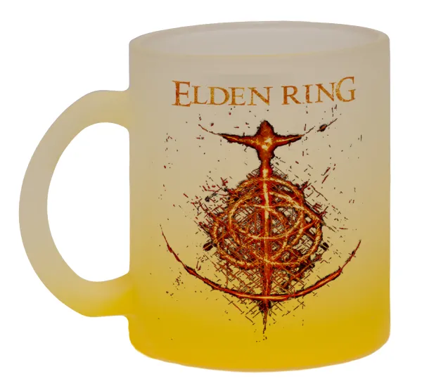 Elden Ring — Two-tone glass mug with matte yellow base, 330ml