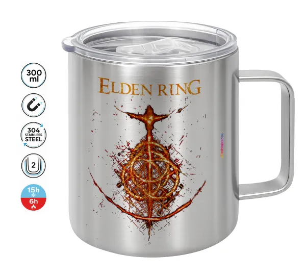 Elden Ring — Double-walled stainless steel mug 300ml with temperature-retaining lid