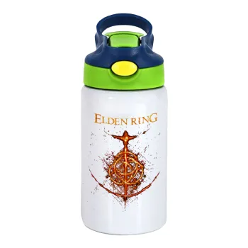Elden Ring, Children's hot water bottle, stainless steel, with safety straw, green, blue (350ml)