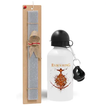 Elden Ring, Easter Set, metallic aluminum water bottle (500ml) & aromatic flat Easter candle (30cm) (GRAY)