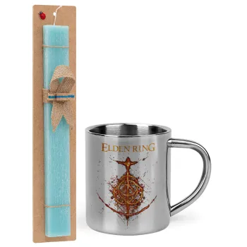 Elden Ring, Easter Set, metallic thermal cup (300ml) & aromatic flat Easter candle (30cm) (TURQUOISE)