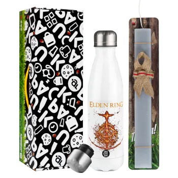 Elden Ring, Easter candle, metallic white thermos bottle (500ml) & aromatic flat candle (30cm) (GRAY)