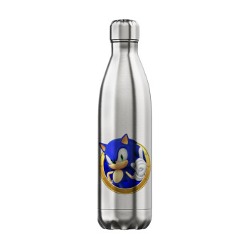 Sonic the hedgehog, Μεταλλικό παγούρι θερμός Inox (Stainless steel), διπλού τοιχώματος, 750ml