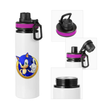 Sonic the hedgehog, Metallic water bottle with safety lid, 850ml aluminum