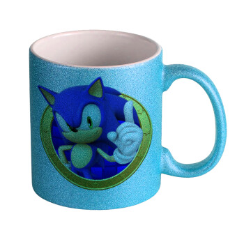 Sonic the hedgehog, Κούπα Σιέλ Glitter που γυαλίζει, κεραμική, 330ml