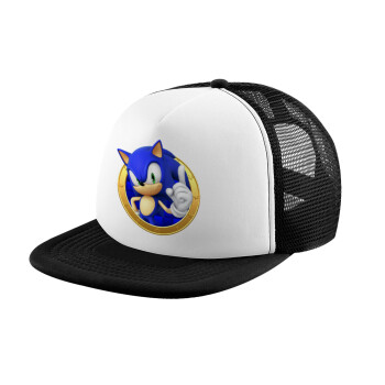 Sonic the hedgehog, Καπέλο Ενηλίκων Soft Trucker με Δίχτυ Black/White (POLYESTER, ΕΝΗΛΙΚΩΝ, UNISEX, ONE SIZE)