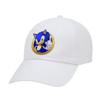 Sonic the hedgehog, Καπέλο ενηλίκων Jockey Λευκό (snapback, 5-φύλλο, unisex)