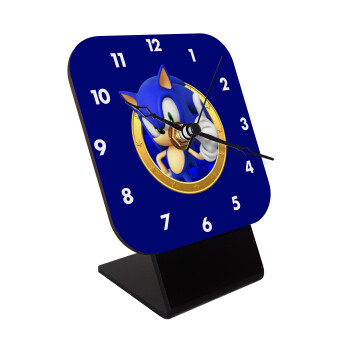 Sonic the hedgehog, Quartz Wooden table clock with hands (10cm)