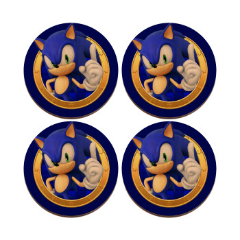 Sonic the hedgehog, ΣΕΤ x4 Σουβέρ ξύλινα στρογγυλά plywood (9cm)
