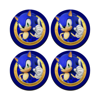 Sonic the hedgehog, SET of 4 round wooden coasters (9cm)