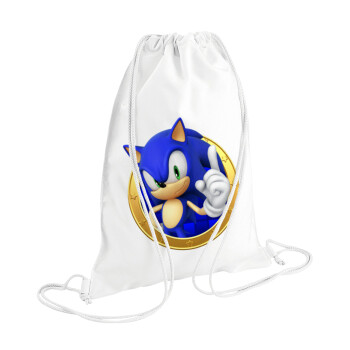 Sonic the hedgehog, Τσάντα πλάτης πουγκί GYMBAG λευκή (28x40cm)
