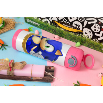 Sonic the hedgehog, Easter candle, Childrens hot water bottle, stainless steel, with safety straw, PINK (500ml)
