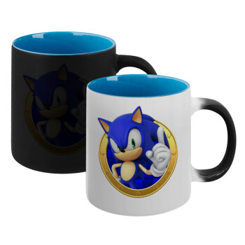 Sonic the hedgehog, Κούπα Μαγική εσωτερικό μπλε, κεραμική 330ml που αλλάζει χρώμα με το ζεστό ρόφημα (1 τεμάχιο)