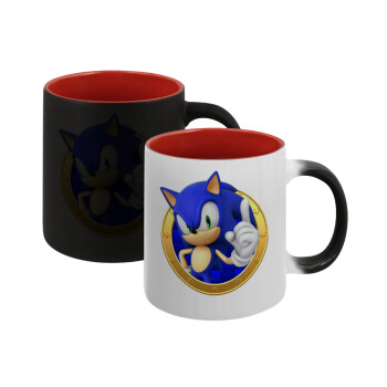 Sonic the hedgehog, Κούπα Μαγική εσωτερικό κόκκινο, κεραμική, 330ml που αλλάζει χρώμα με το ζεστό ρόφημα (1 τεμάχιο)