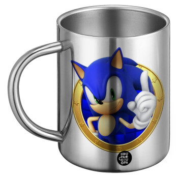 Sonic the hedgehog, Ανοξείδωτη Μεταλλική Κούπα 450ml - Διπλού Τοιχώματος