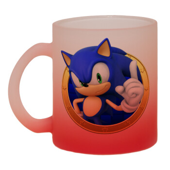 Sonic the hedgehog, Κούπα γυάλινη δίχρωμη με βάση το κόκκινο ματ, 330ml