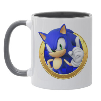 Sonic the hedgehog, Κούπα χρωματιστή γκρι, κεραμική, 330ml