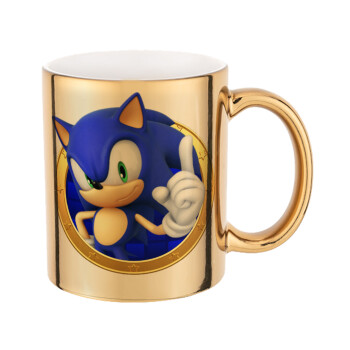 Sonic the hedgehog, Κούπα κεραμική, χρυσή καθρέπτης, 330ml