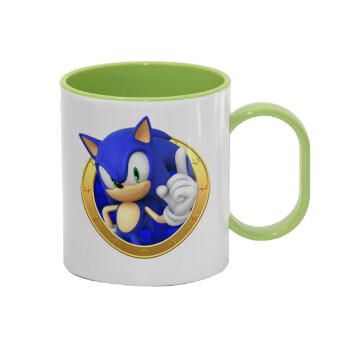 Sonic the hedgehog, Κούπα (πλαστική) (BPA-FREE) Polymer Πράσινη για παιδιά, 330ml