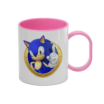 Sonic the hedgehog, Κούπα (πλαστική) (BPA-FREE) Polymer Ροζ για παιδιά, 330ml