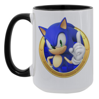 Sonic the hedgehog, Κούπα Mega 15oz, κεραμική Μαύρη, 450ml