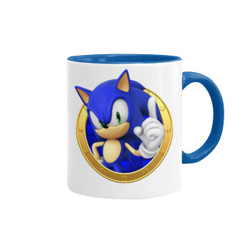 Sonic the hedgehog, Κούπα χρωματιστή μπλε, κεραμική, 330ml