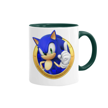 Sonic the hedgehog, Κούπα χρωματιστή πράσινη, κεραμική, 330ml